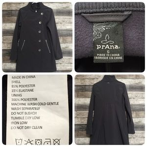 Prana Black Trench Coat with Silver Buttons